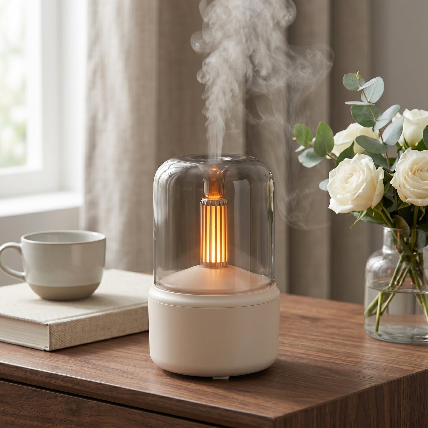 Modern Glass Dome Flame Effect Air Humidifier