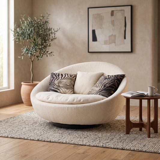 Ovetto Round Egg-Shaped Swivel Lounge Sofa Chair