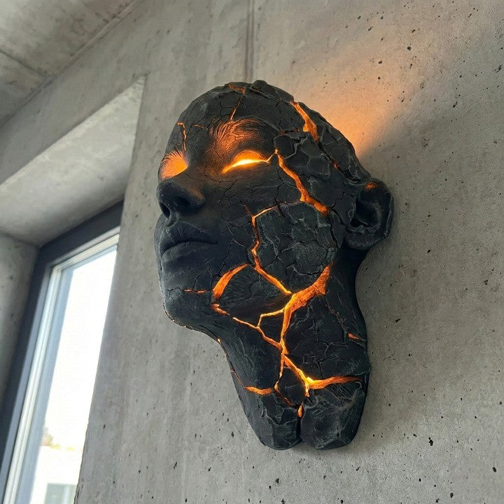 Volcanic Face Lava Crack Wall Art Lamp