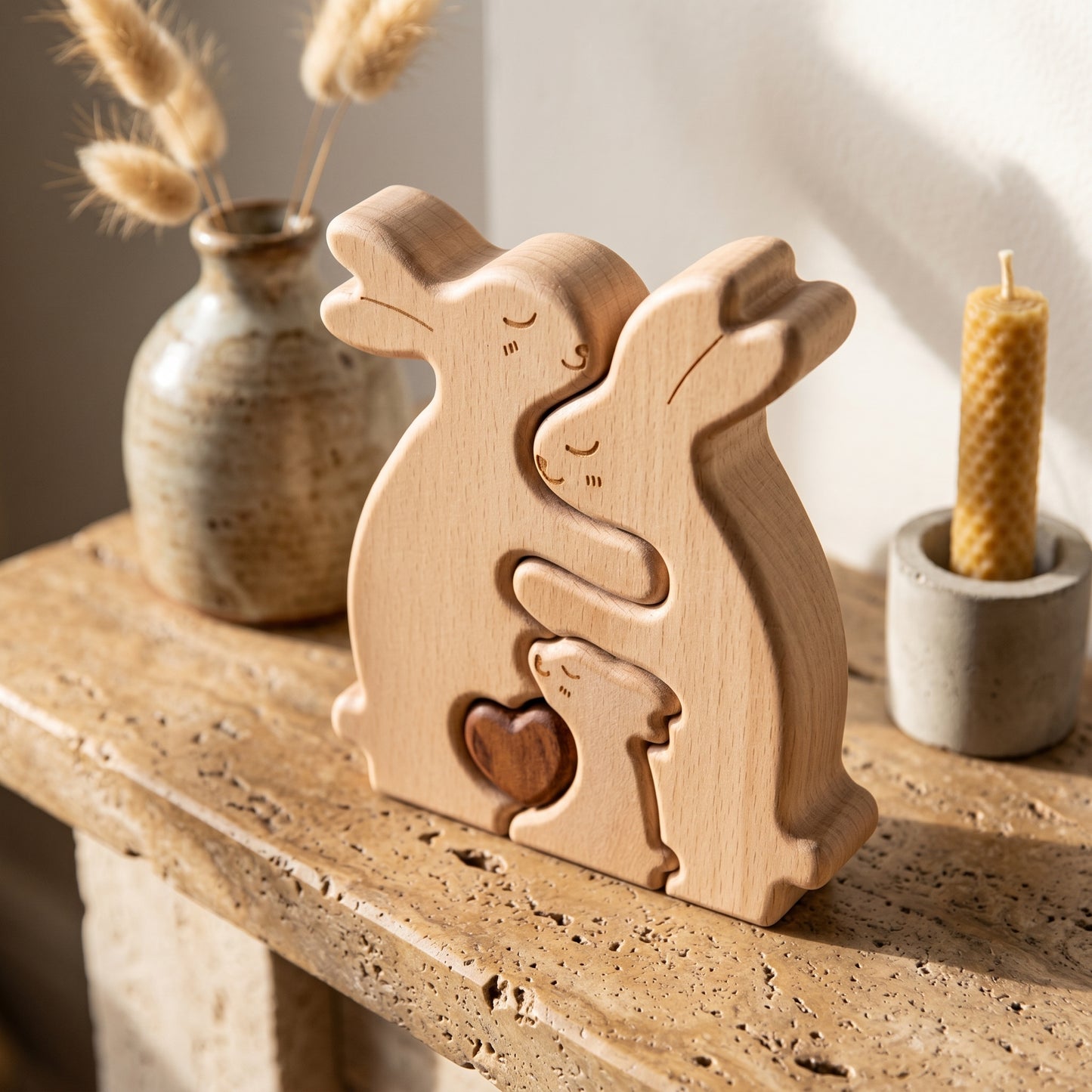 Bunny Family Wooden Puzzle Home Decor