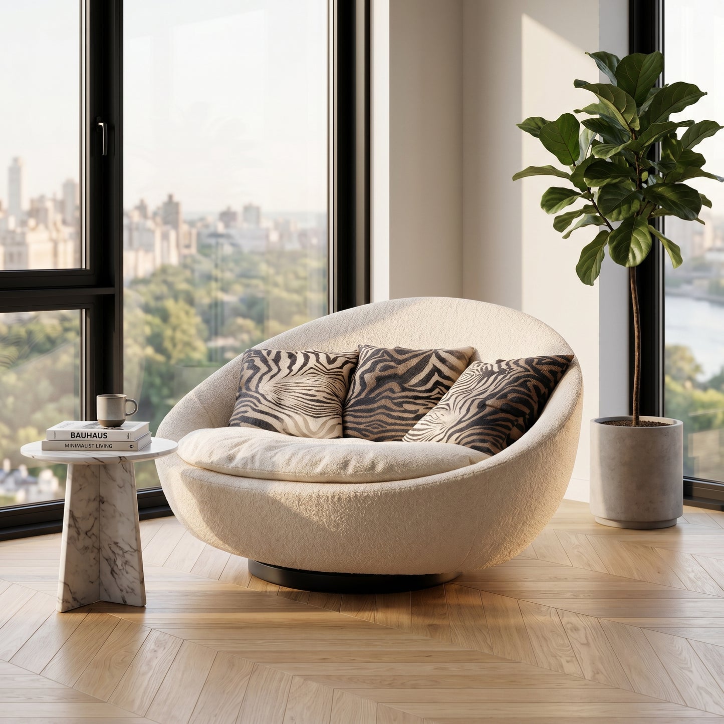 Ovetto Round Egg-Shaped Swivel Lounge Sofa Chair