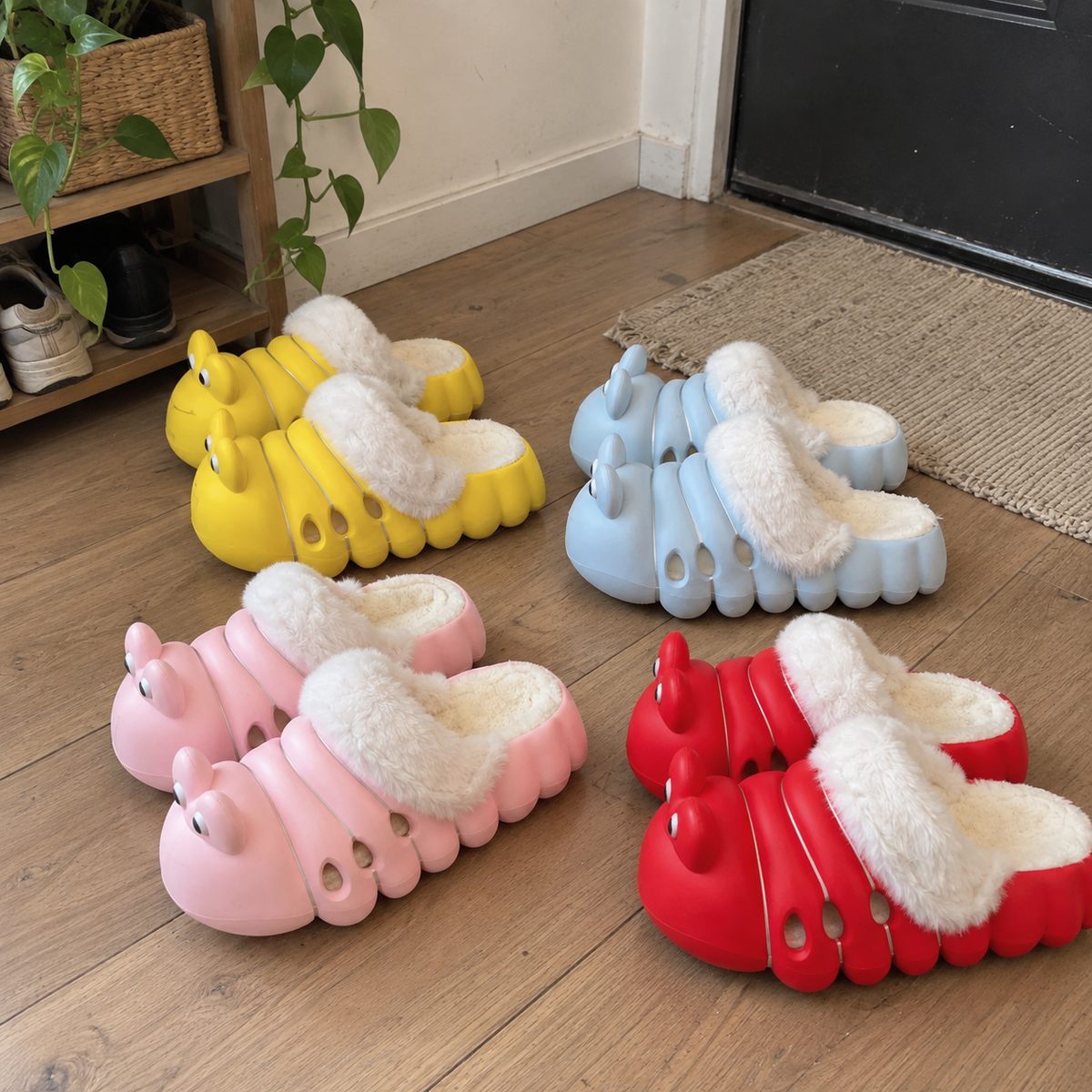 Wiggly Caterpillar Plush Slippers