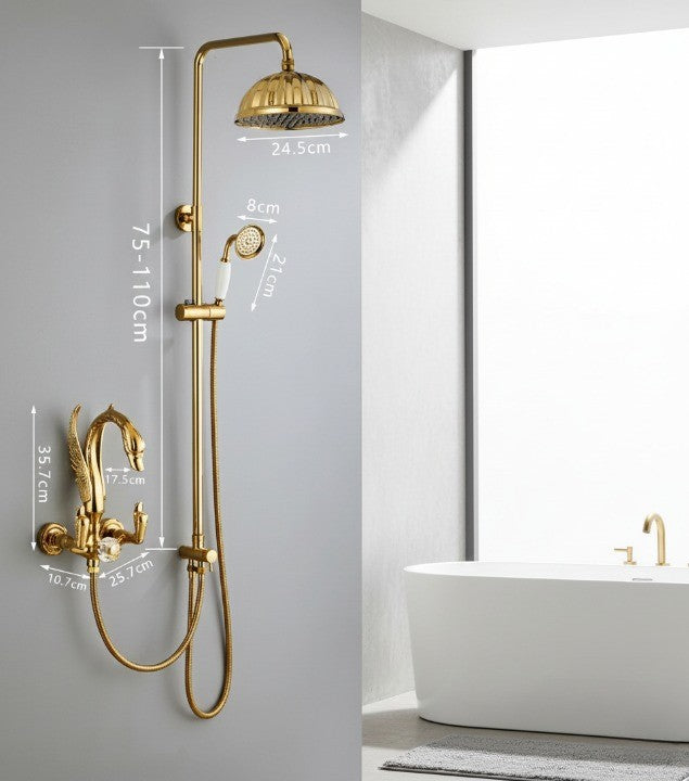 Gold Swan Design Rainfall Shower System