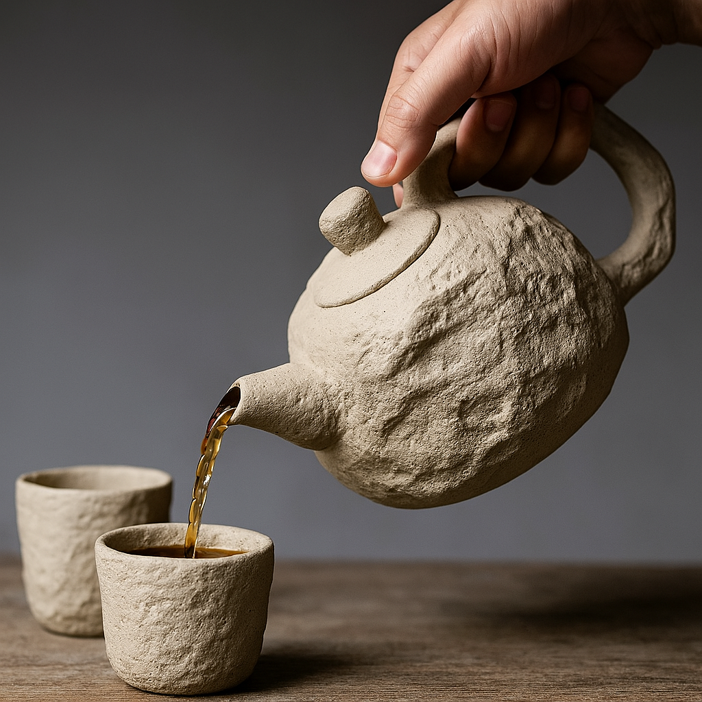 Artisan Rustic Stone Texture Teapot Set