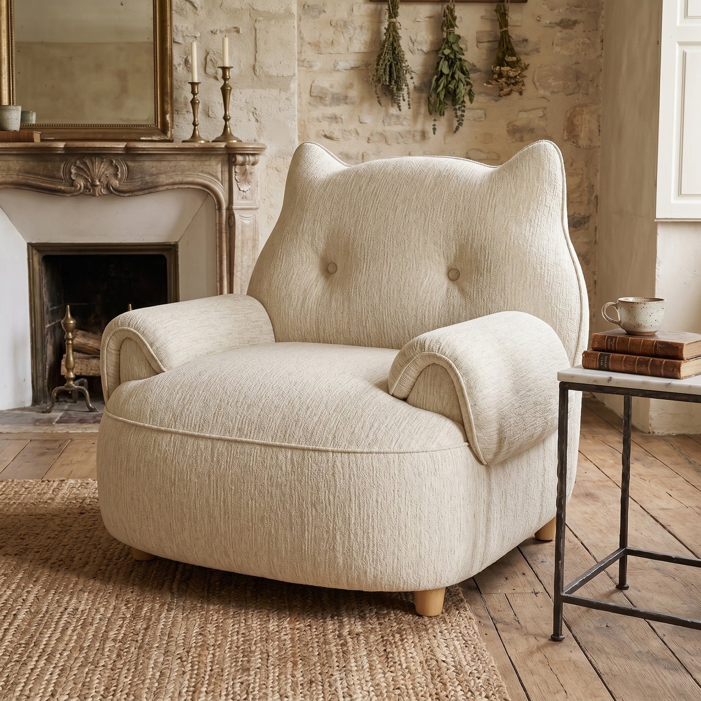 Cat Ear Minimalist Oversized Lounge Armchair