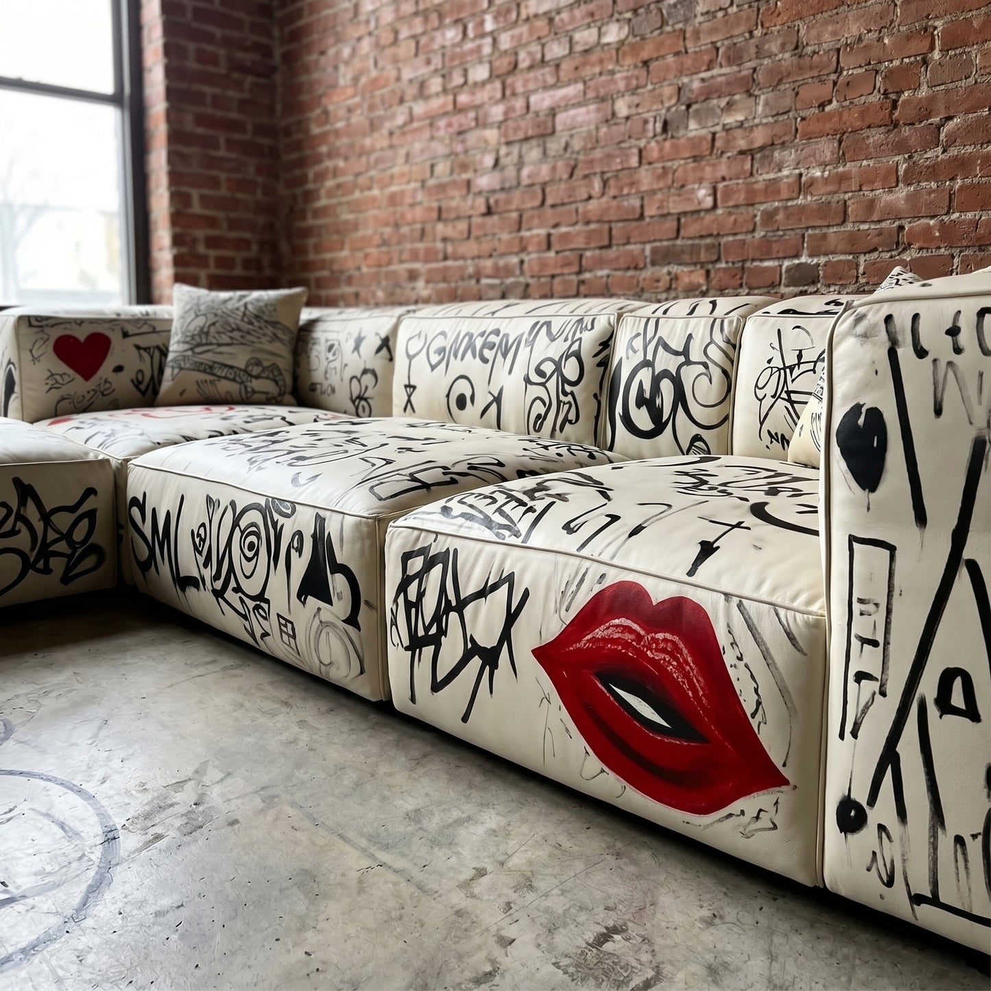 Street Art Graffiti Printed Sectional Sofa