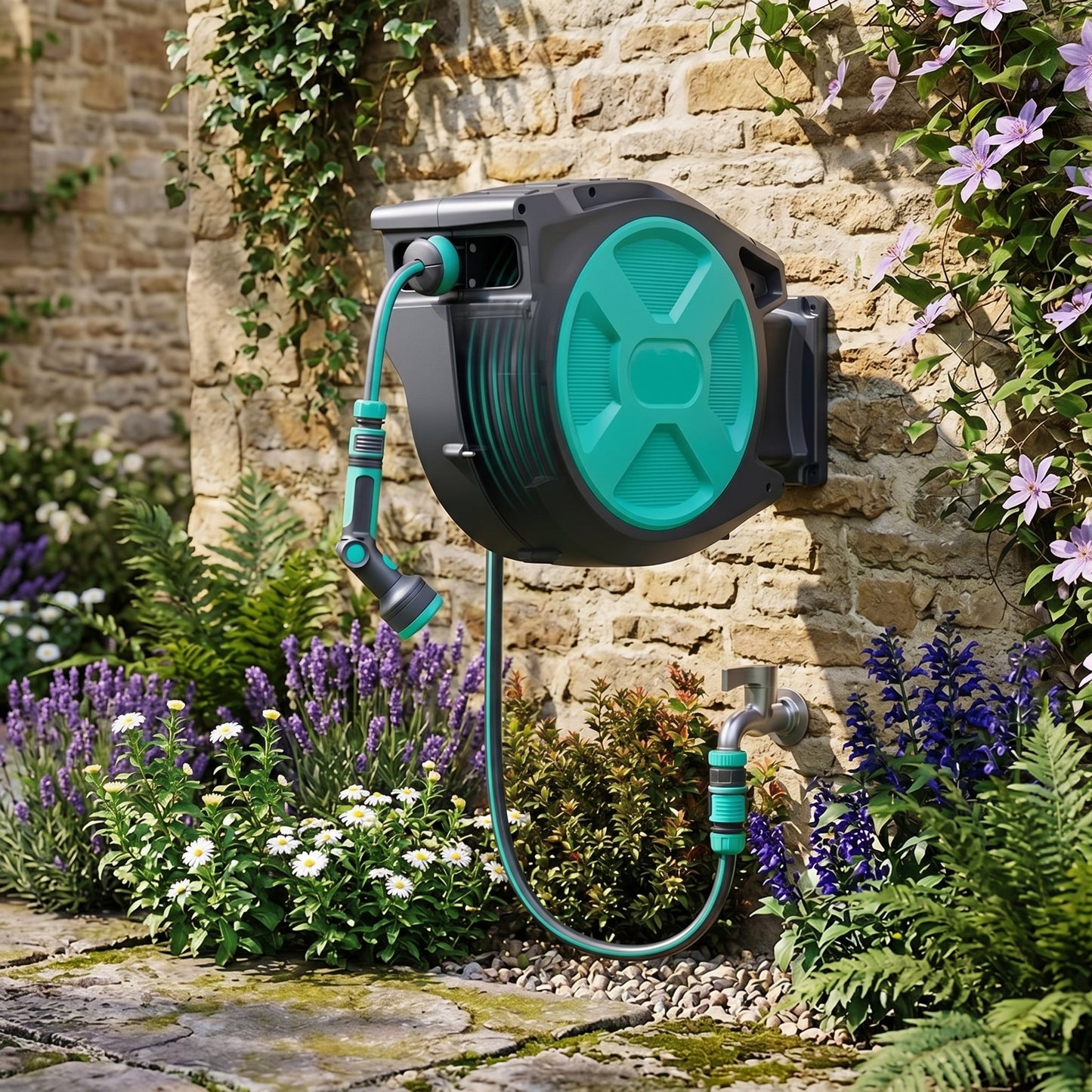 Yardpilot Auto-Retractable Wall-Mounted Garden Hose Reel