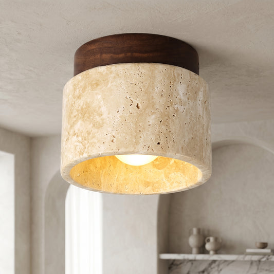 Monolith Stone Wood Surface-Mounted Ceiling Light