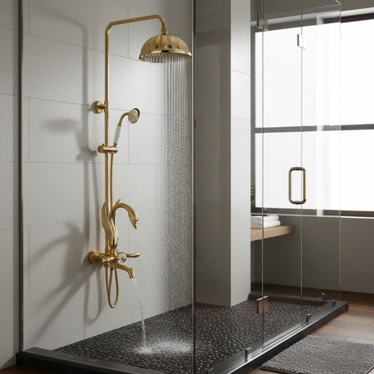 Gold Swan Design Rainfall Shower System