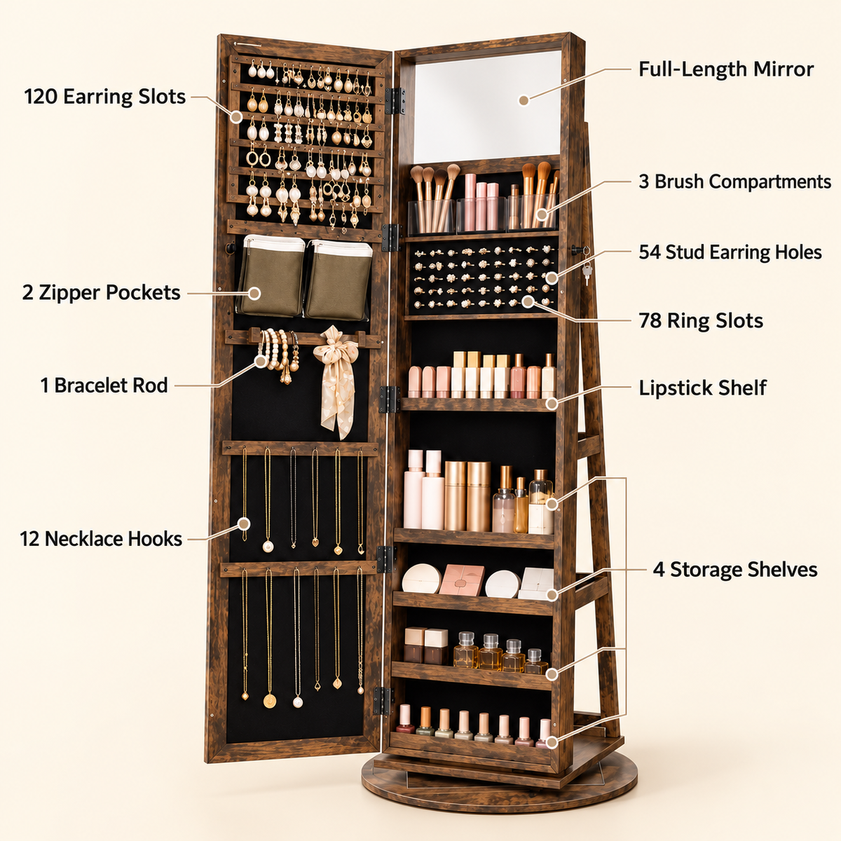 One Spin Away Full Length Jewelry Cabinet