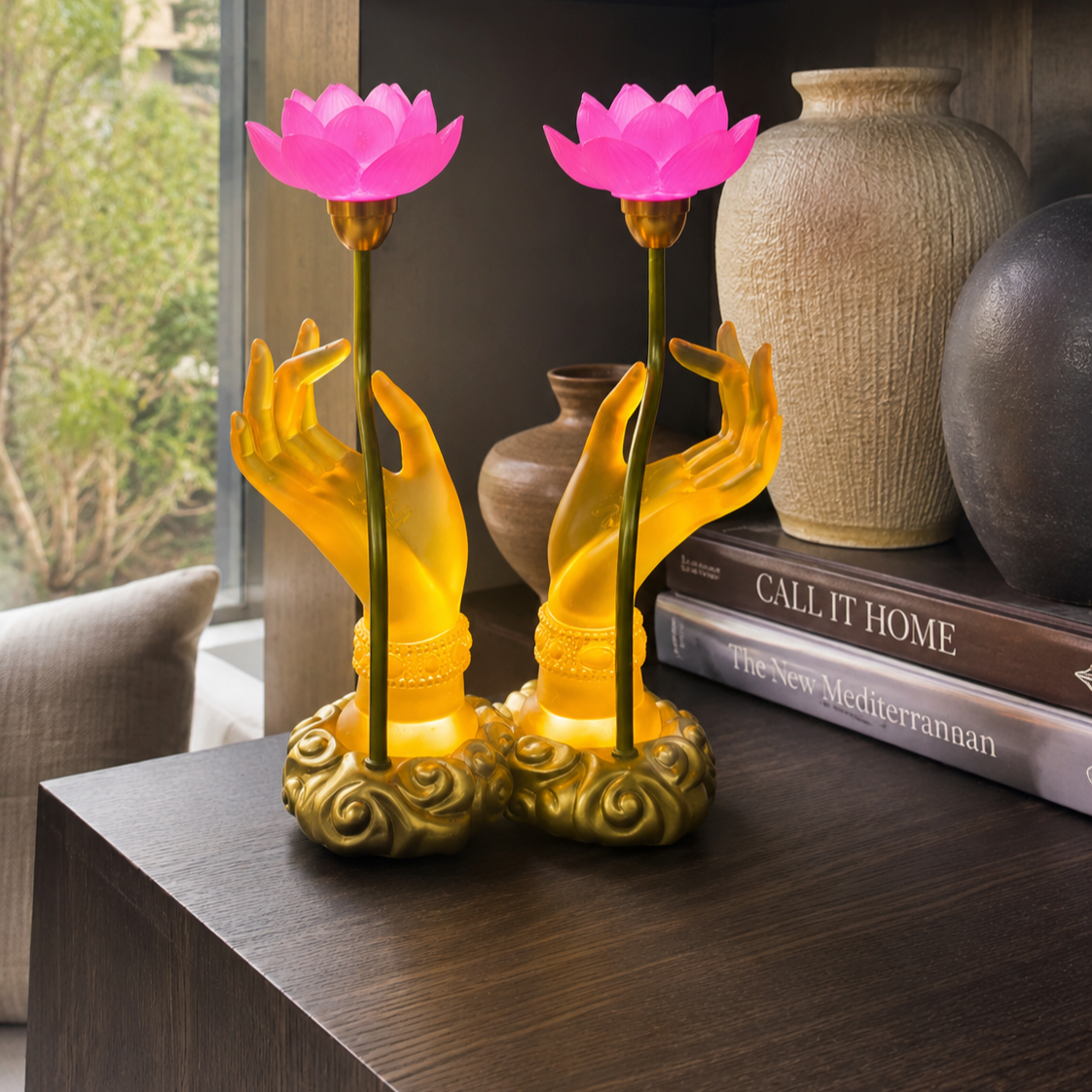 Sacred Lotus Hand Crystal Lamp