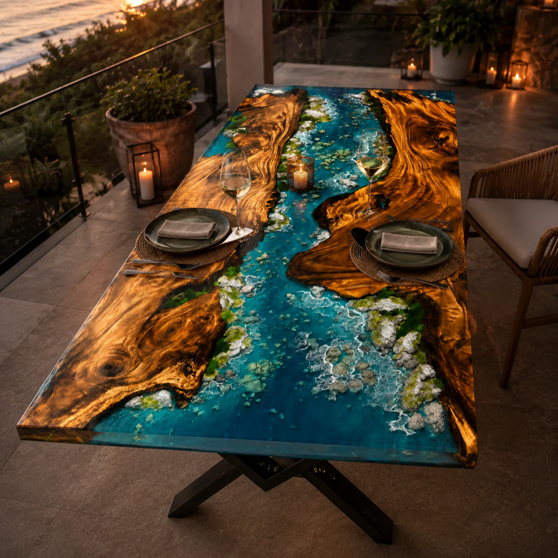River Craft Handmade Wood Epoxy Artsy Table