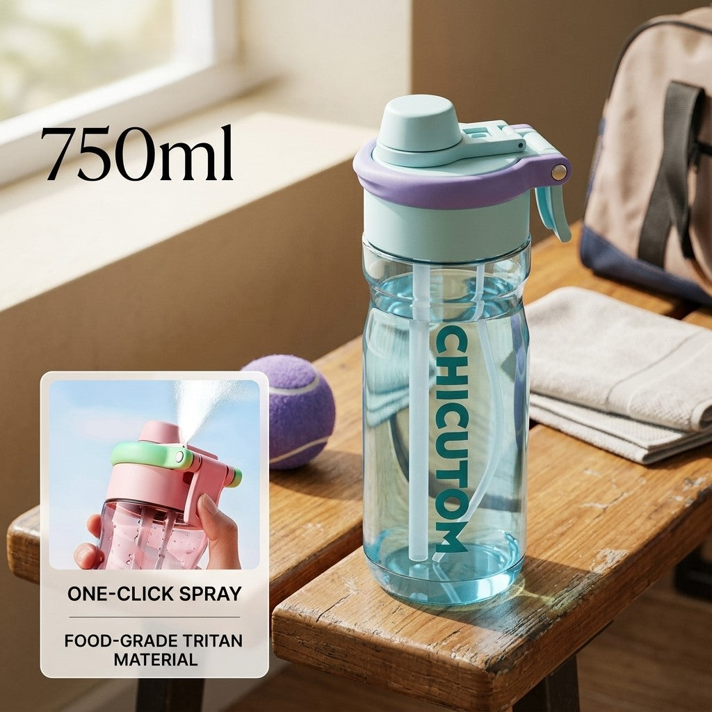 Cool Mist Spray Sports Water Bottle