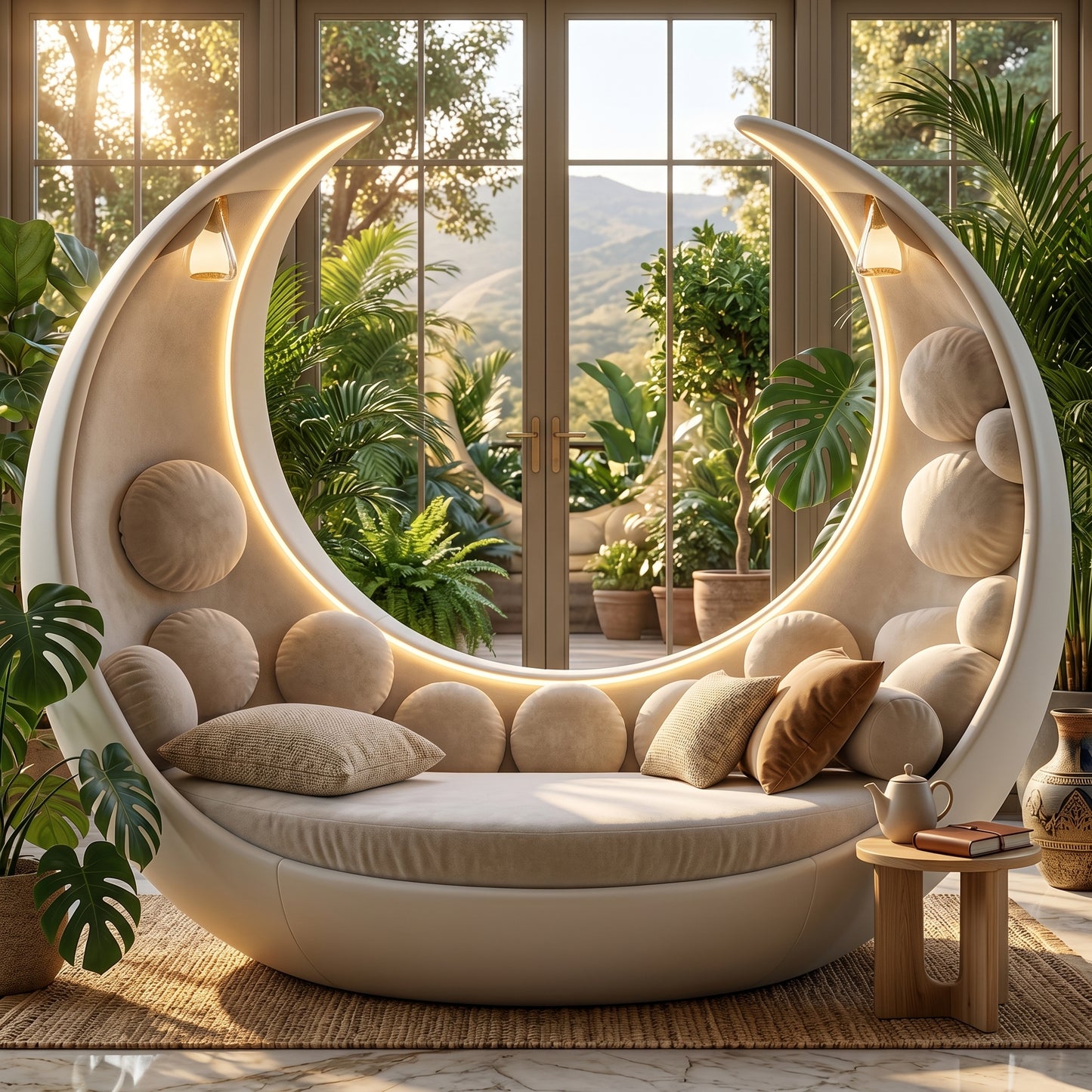 Moon Cradle Modern Sculptural Sofa Bed Lounge