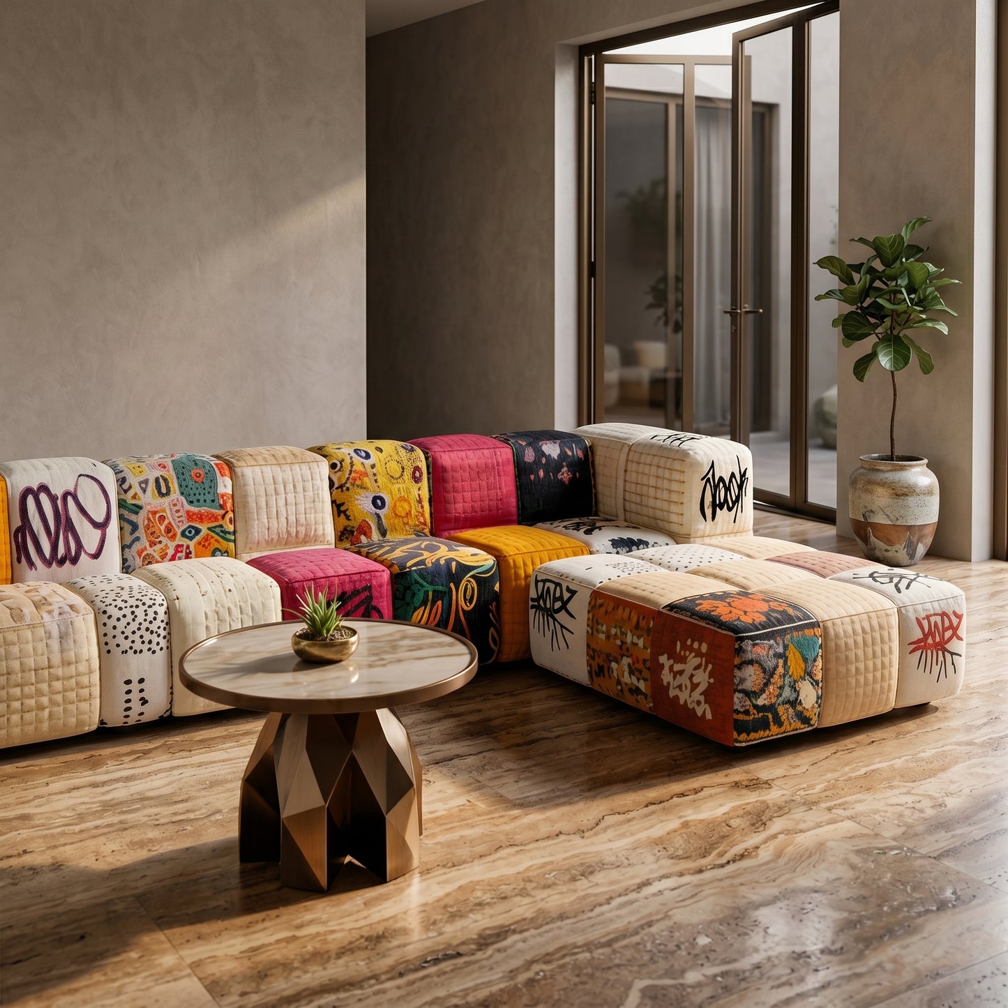 Bohema Artistic Patchwork Sectional Living Sofa