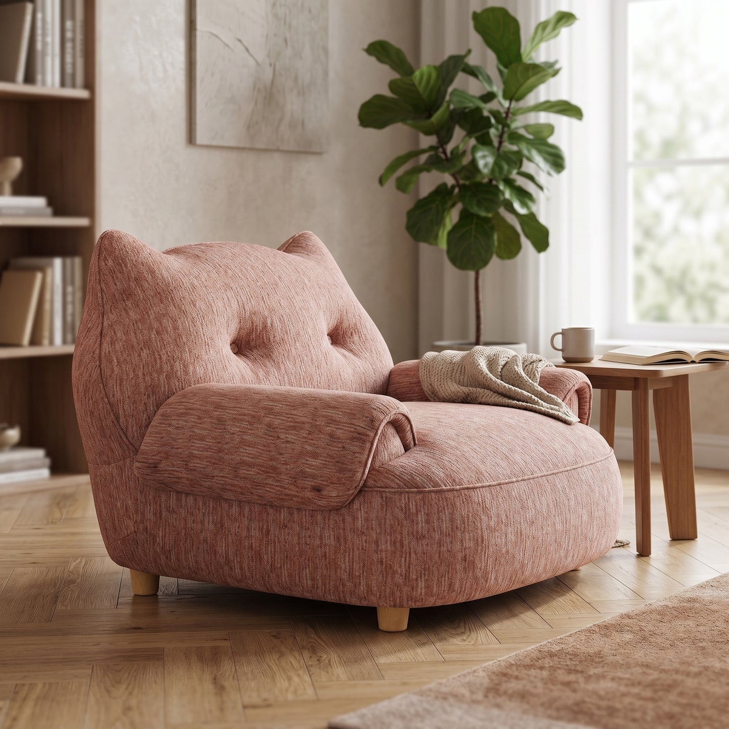 Cat Ear Minimalist Oversized Lounge Armchair