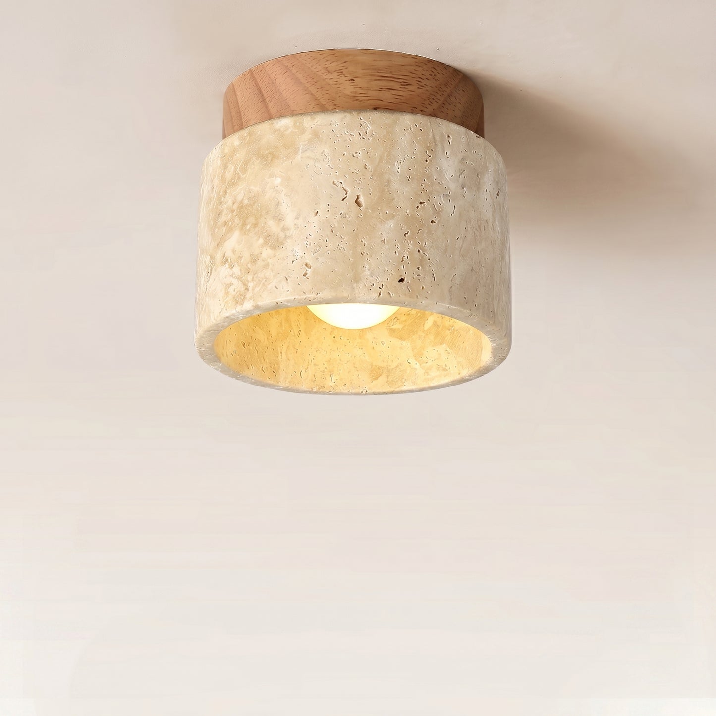 Monolith Stone Wood Surface-Mounted Ceiling Light