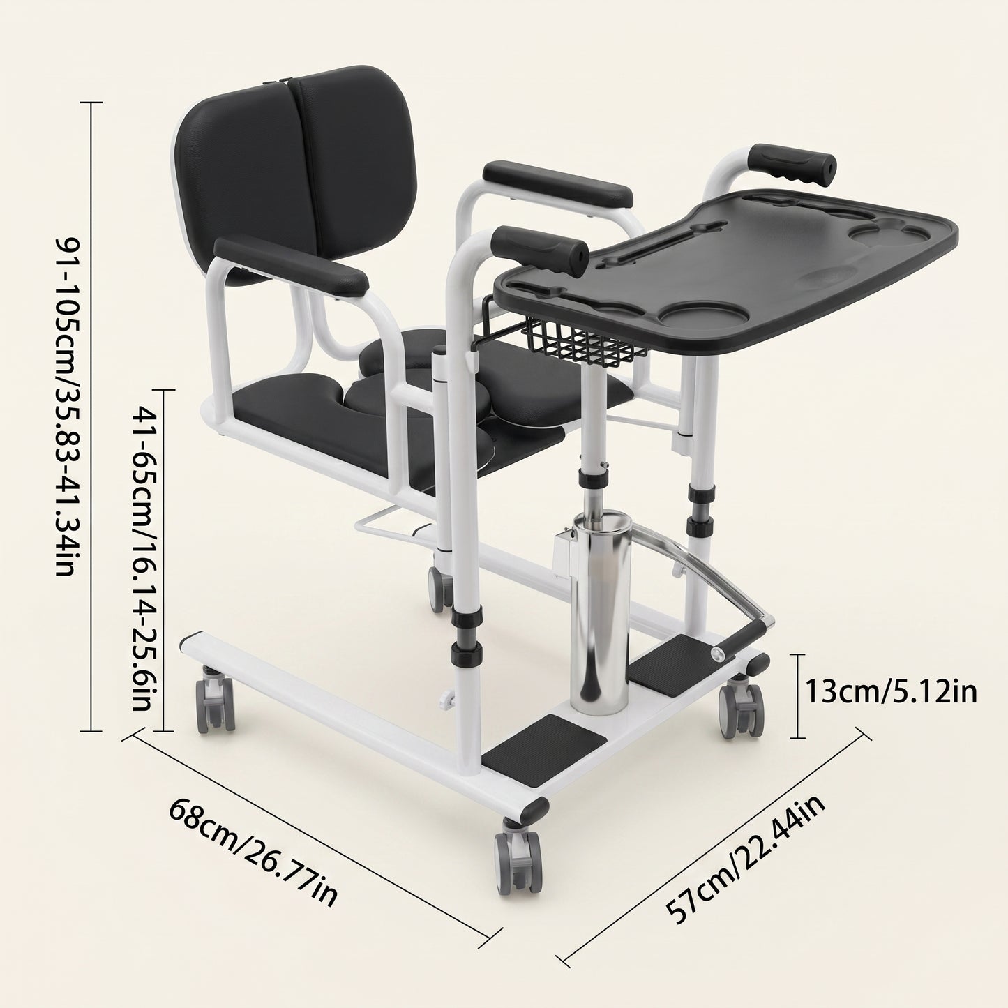 4-in-1 Shower & Transport Hydraulic Patient Lift Nursing Chair