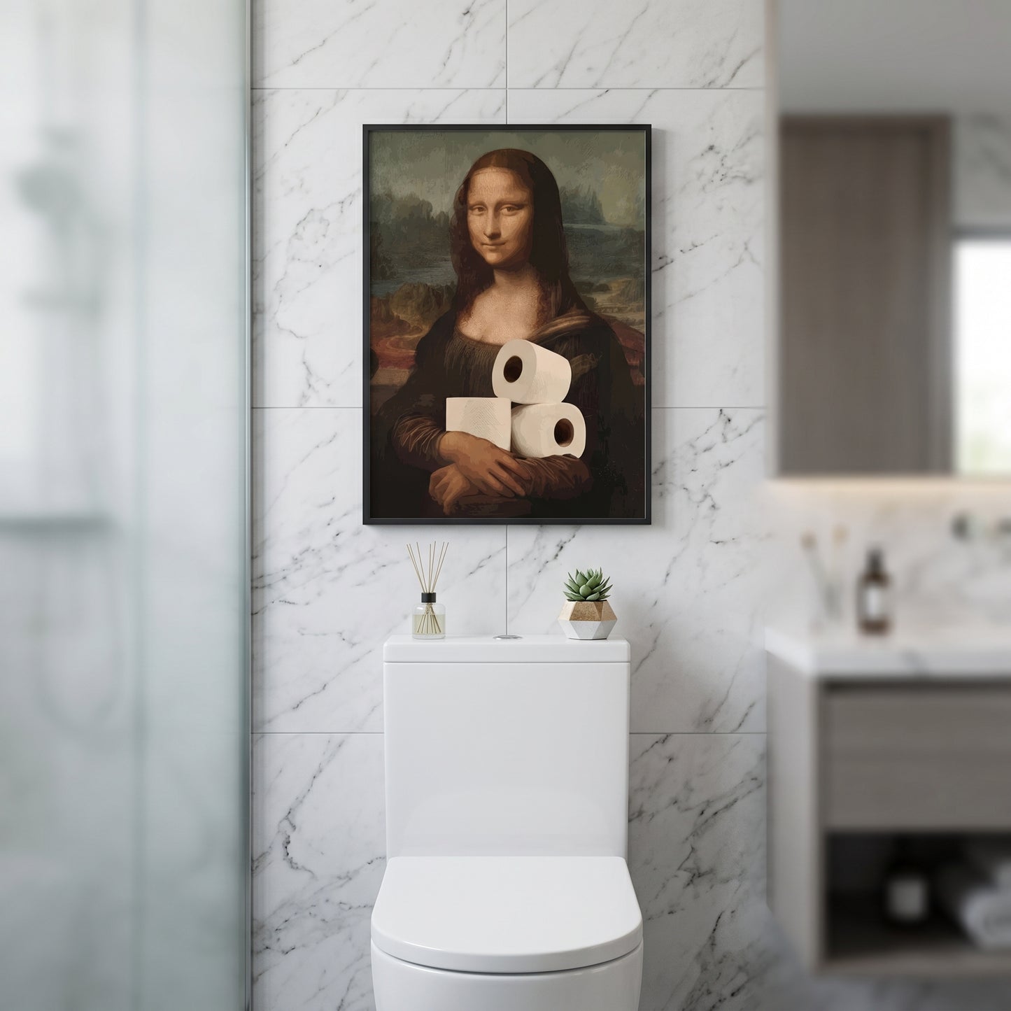 Restroom Renaissance Quirky Parody Bathroom Art Poster