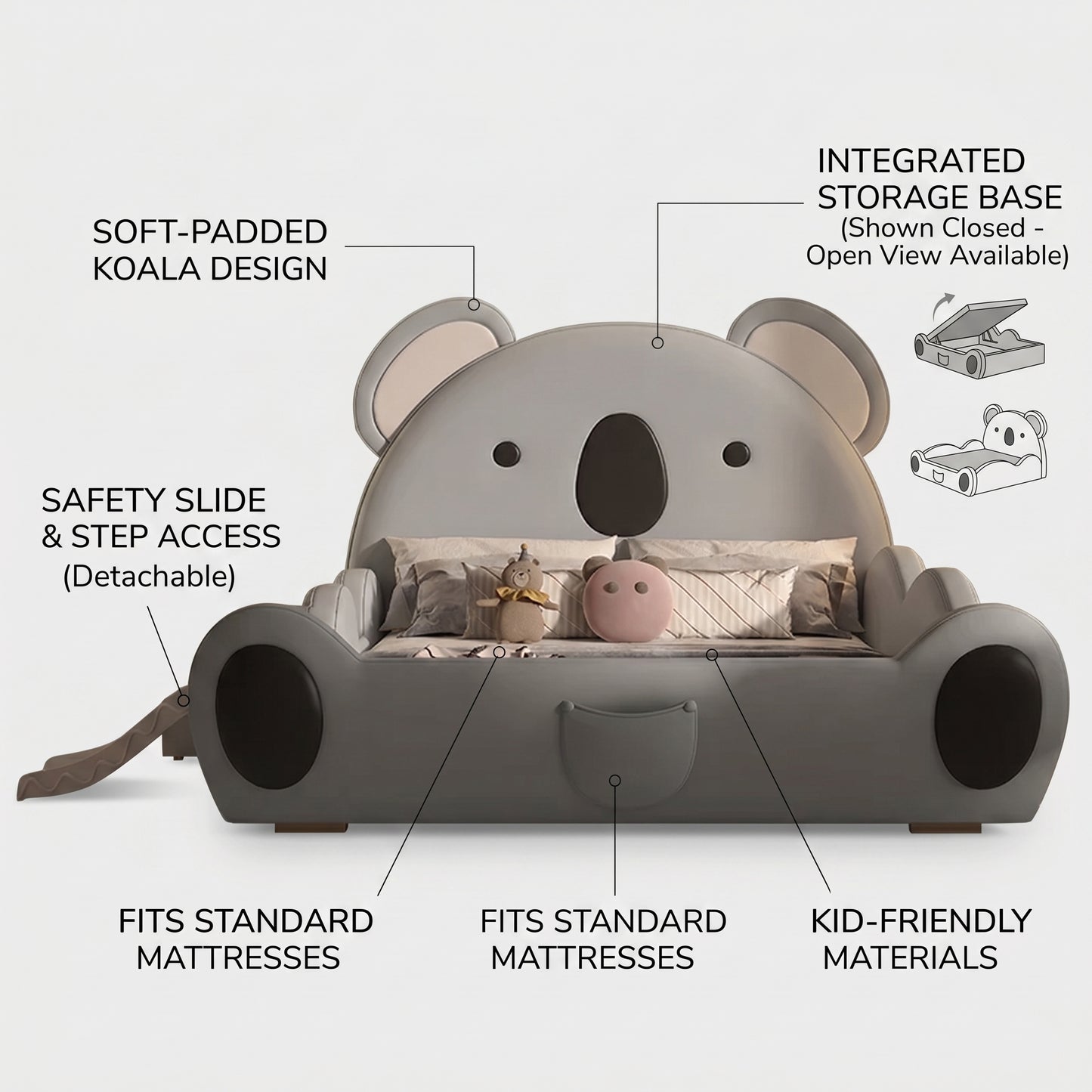 Lazy Koala Soft Slide Kids Bed
