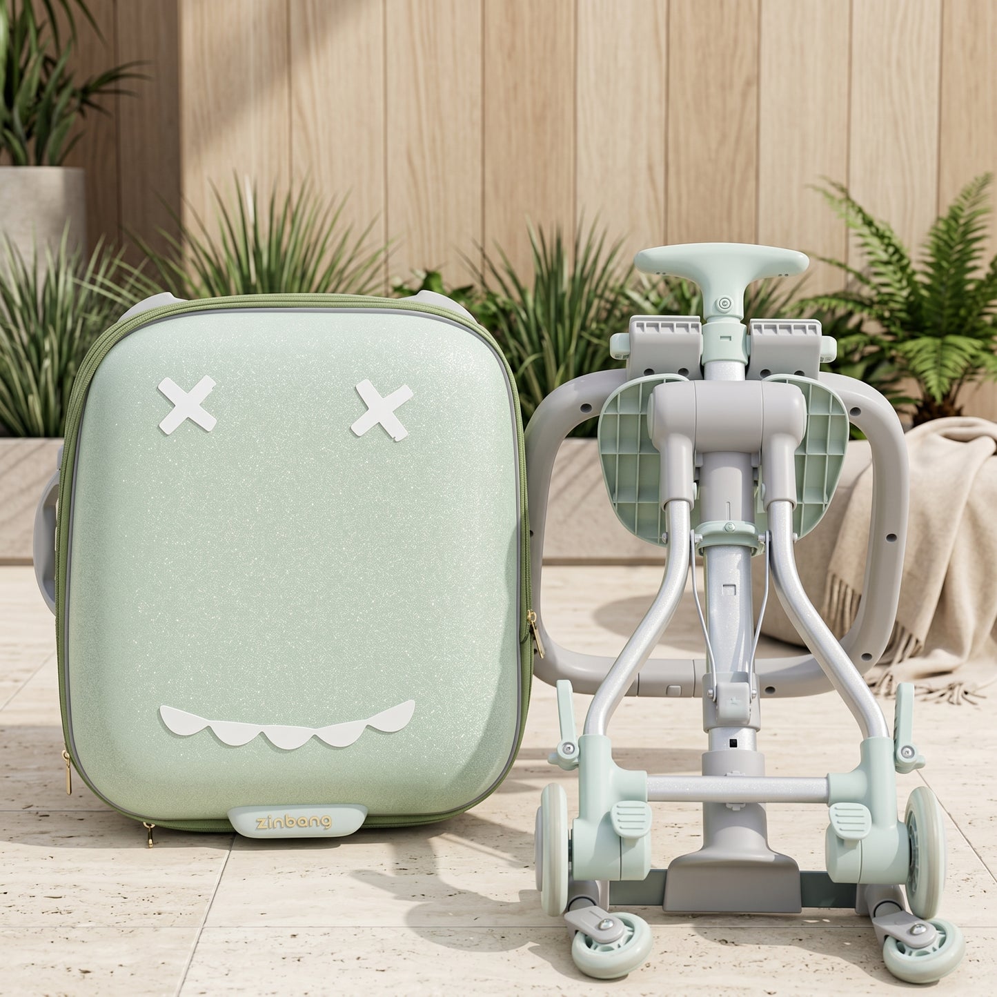 Hop On Kids Ride-On Travel Suitcase Stroller