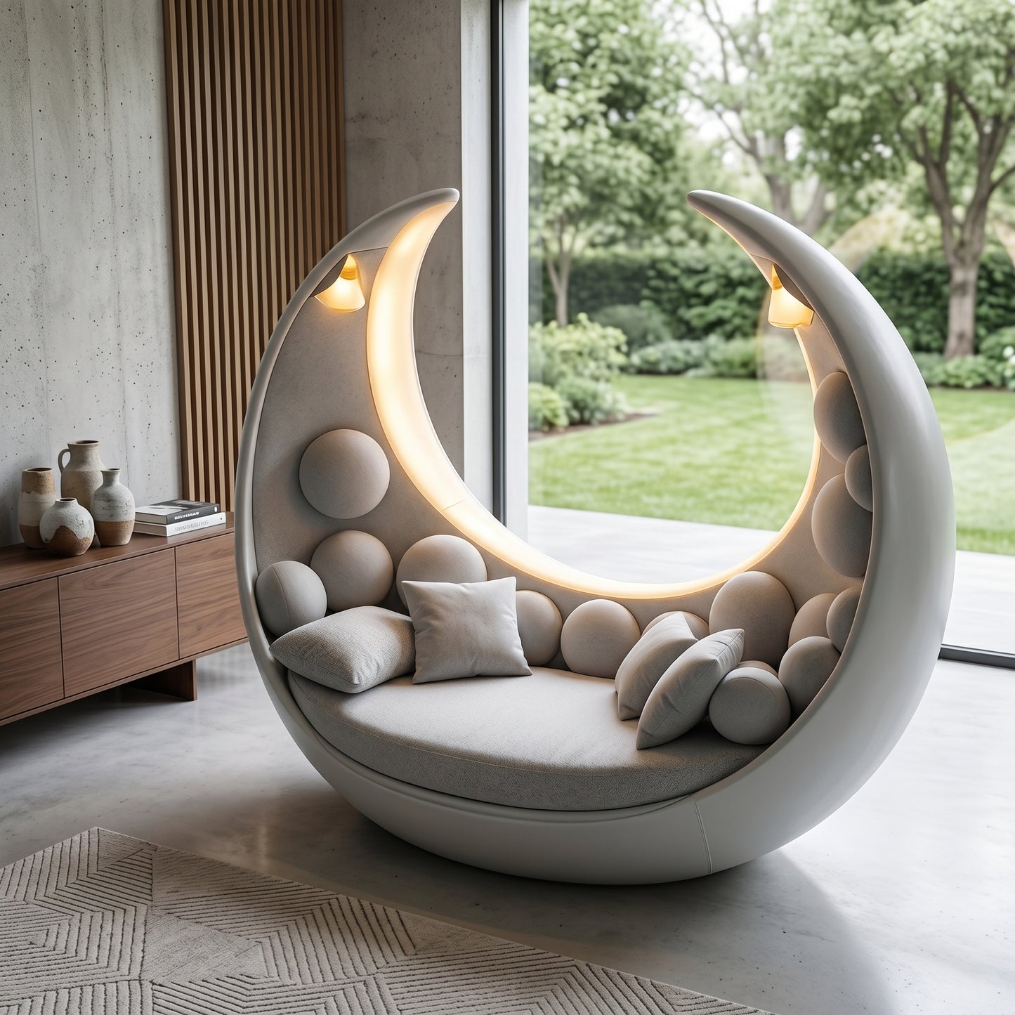Moon Cradle Modern Sculptural Sofa Bed Lounge