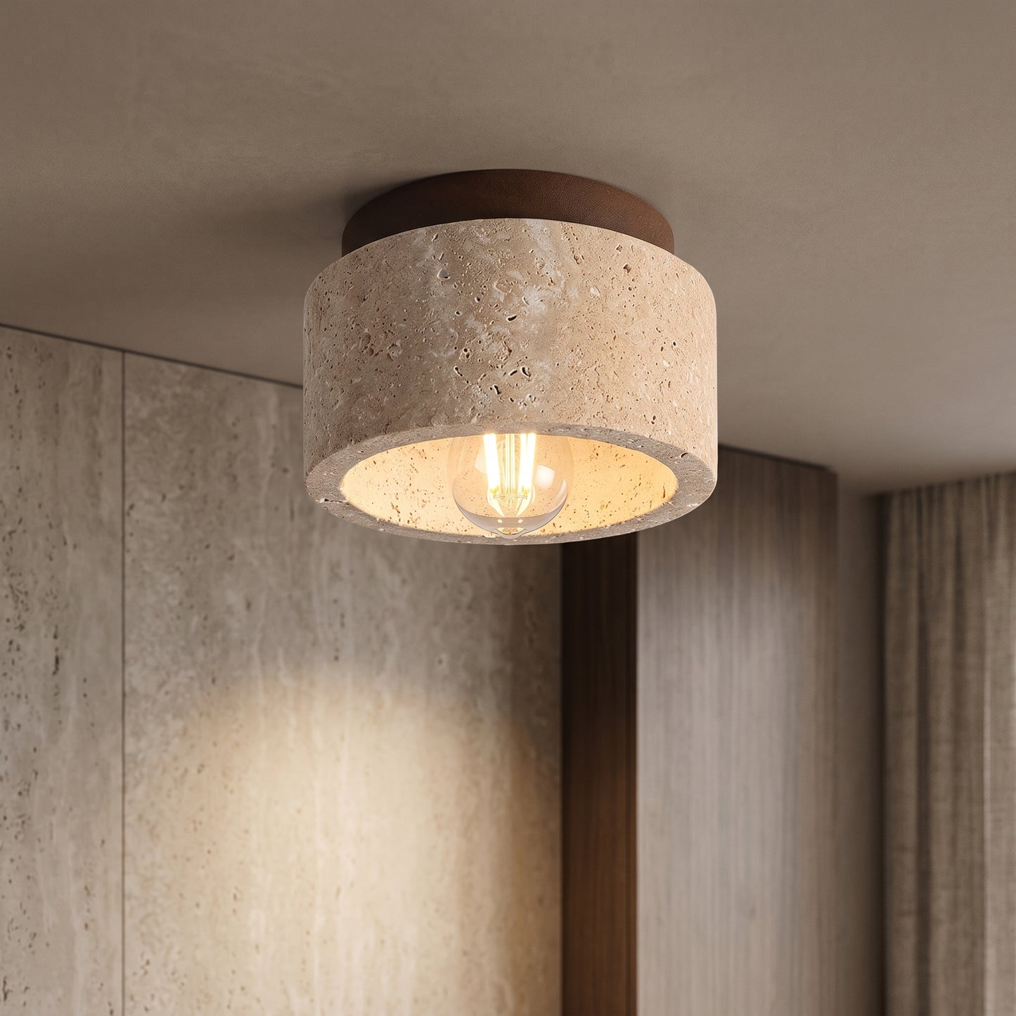 Monolith Stone Wood Surface-Mounted Ceiling Light