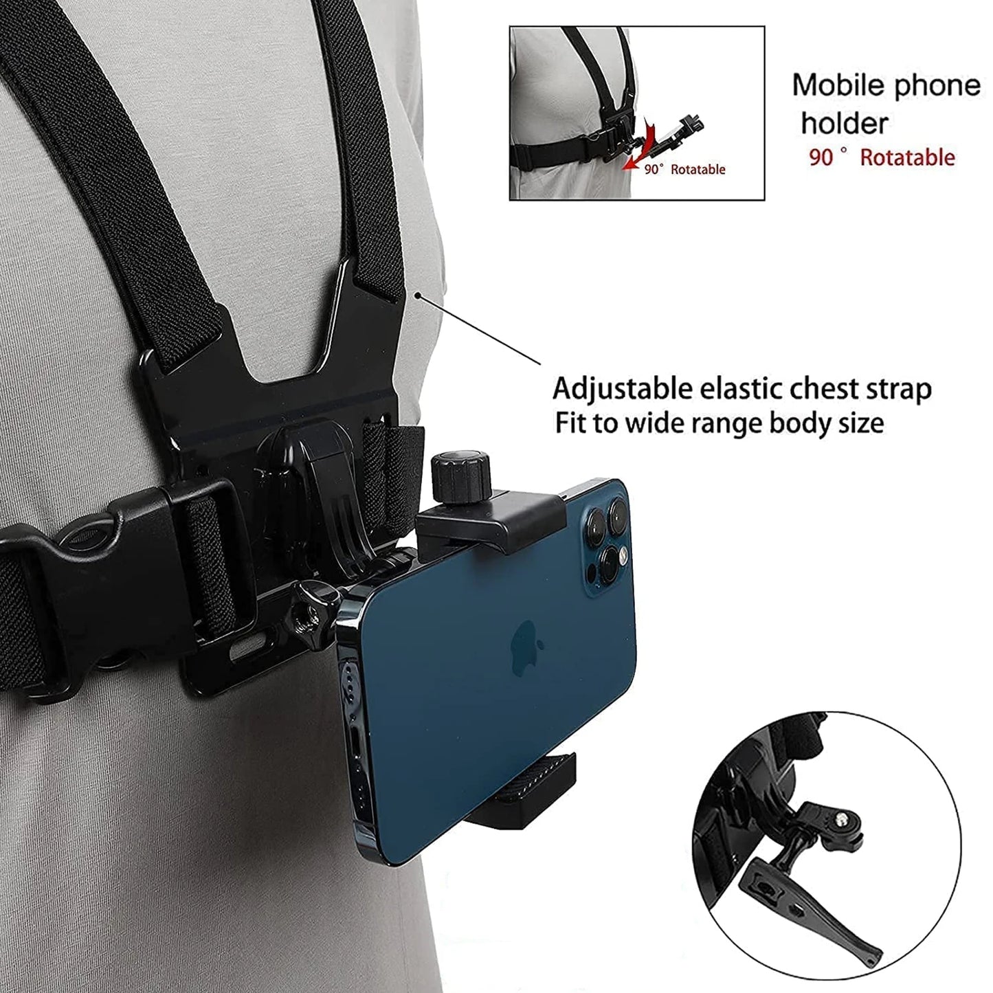 Rotating Chest Strap Hands-Free Phone Holder