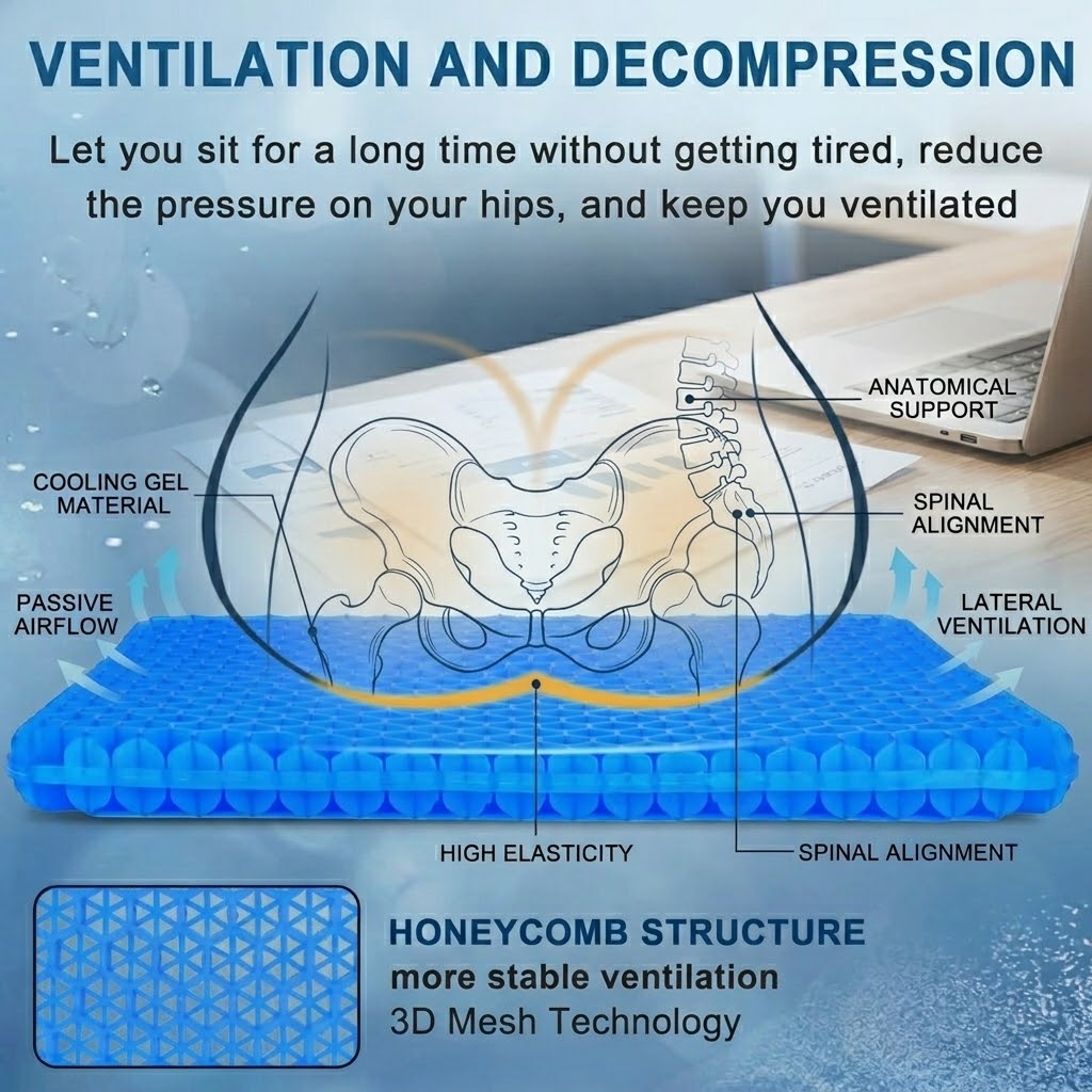 Non-Slip Breathable Gel Seat Cushion