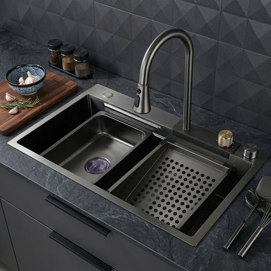 Elegant Stainless Steel Waterfall Kitchen Sink
