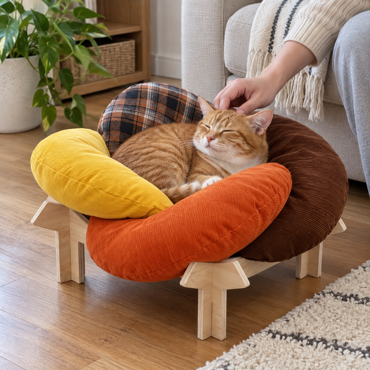 Flower Throne Rainbow Cat Bed