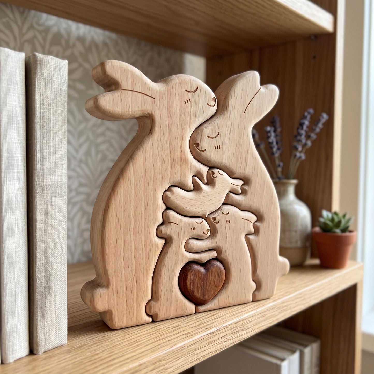 Bunny Family Wooden Puzzle Home Decor