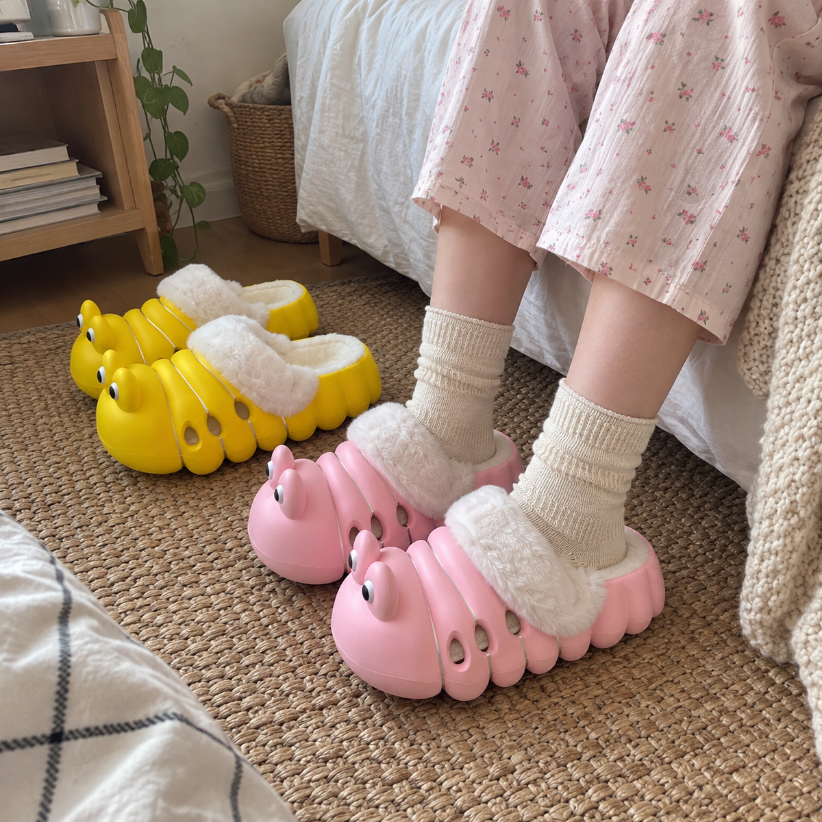 Wiggly Caterpillar Plush Slippers