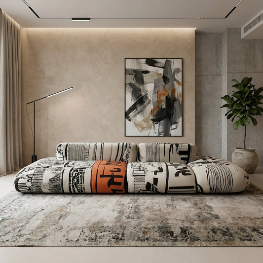 Art Sketch Kanji Bold Typography Modular Cloud Sofa