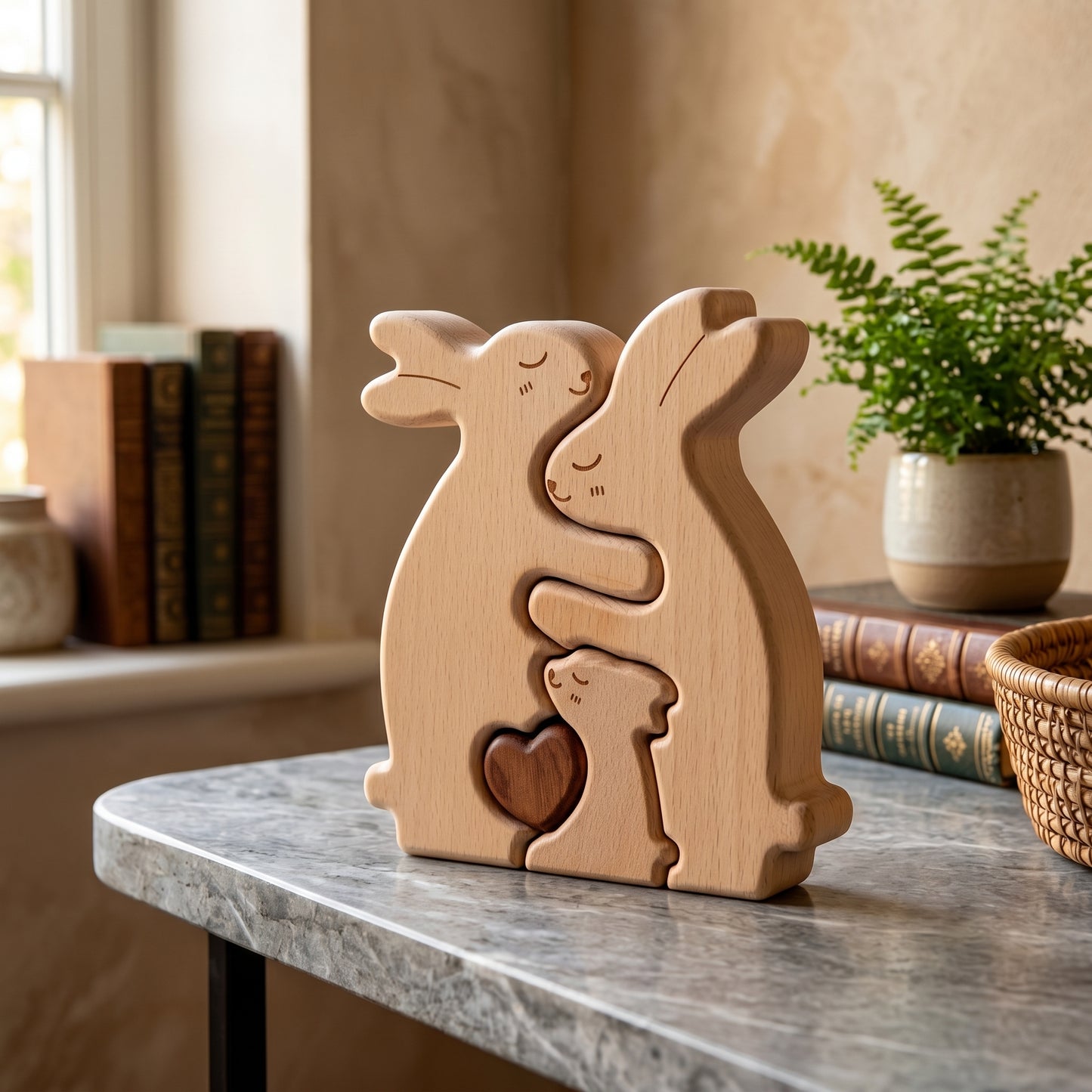 Bunny Family Wooden Puzzle Home Decor