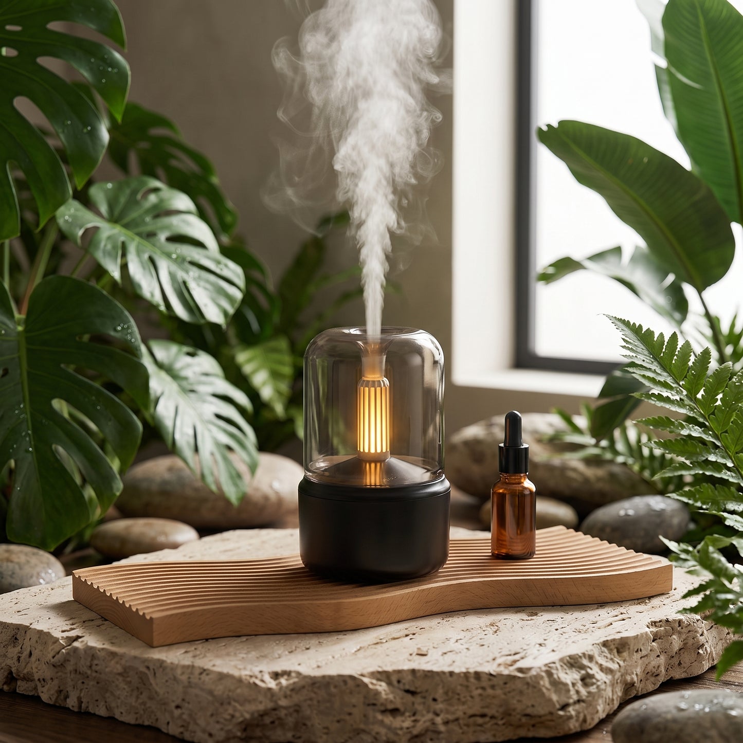 Modern Glass Dome Flame Effect Air Humidifier