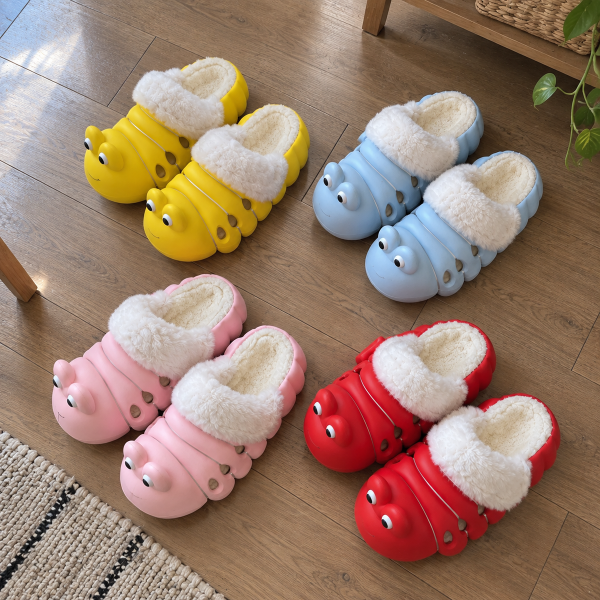 Wiggly Caterpillar Plush Slippers