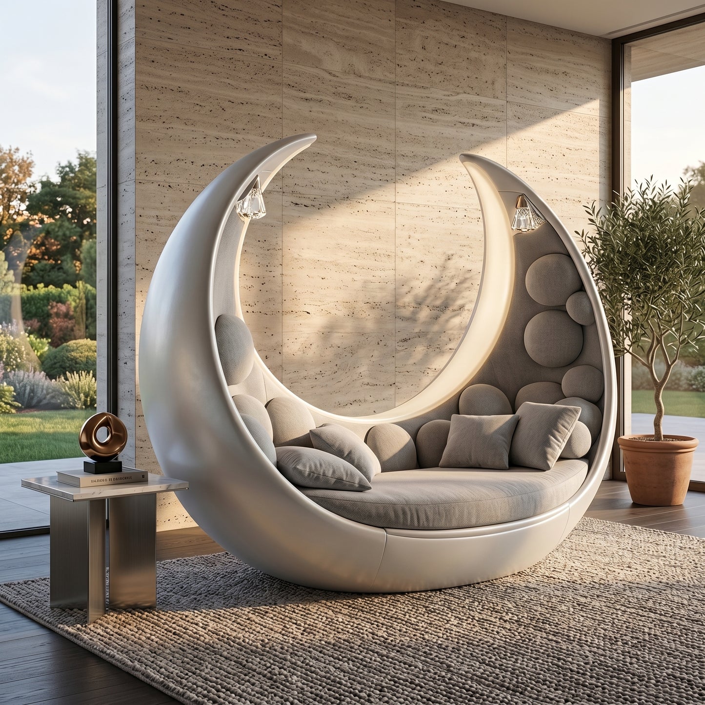Moon Cradle Modern Sculptural Sofa Bed Lounge