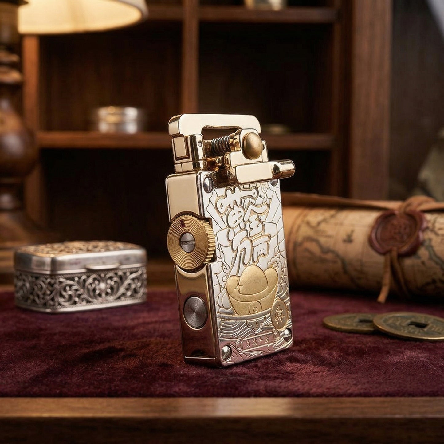 Ottonara Hand-Engraved Vintage Brass Windproof Lighter