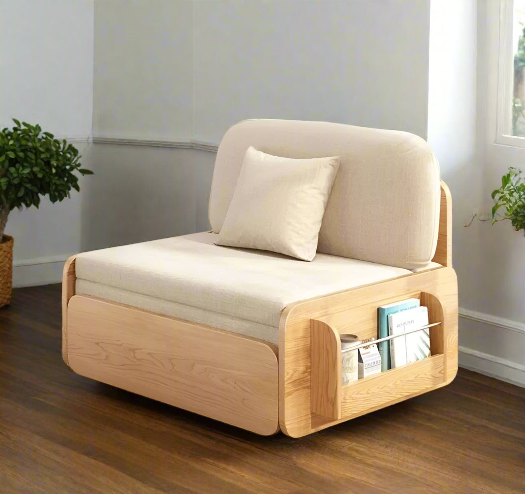 Minimalist Foldable Wooden Japanese Lazy Sofa Bed