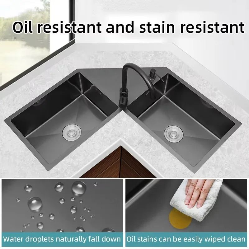 Duo Flow Elegant Corner Sink