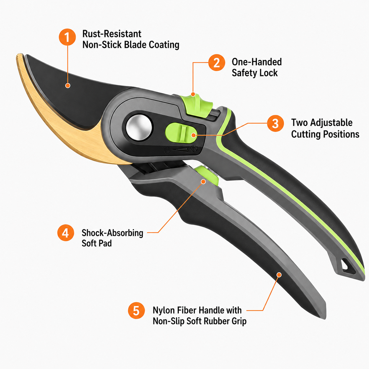 Snap Through Ratchet Pruning Shears