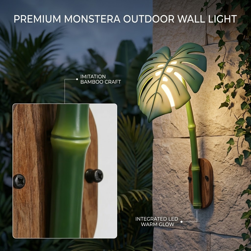 Tea Garden Outdoor Bionic Bamboo Wall Sconce Lamp