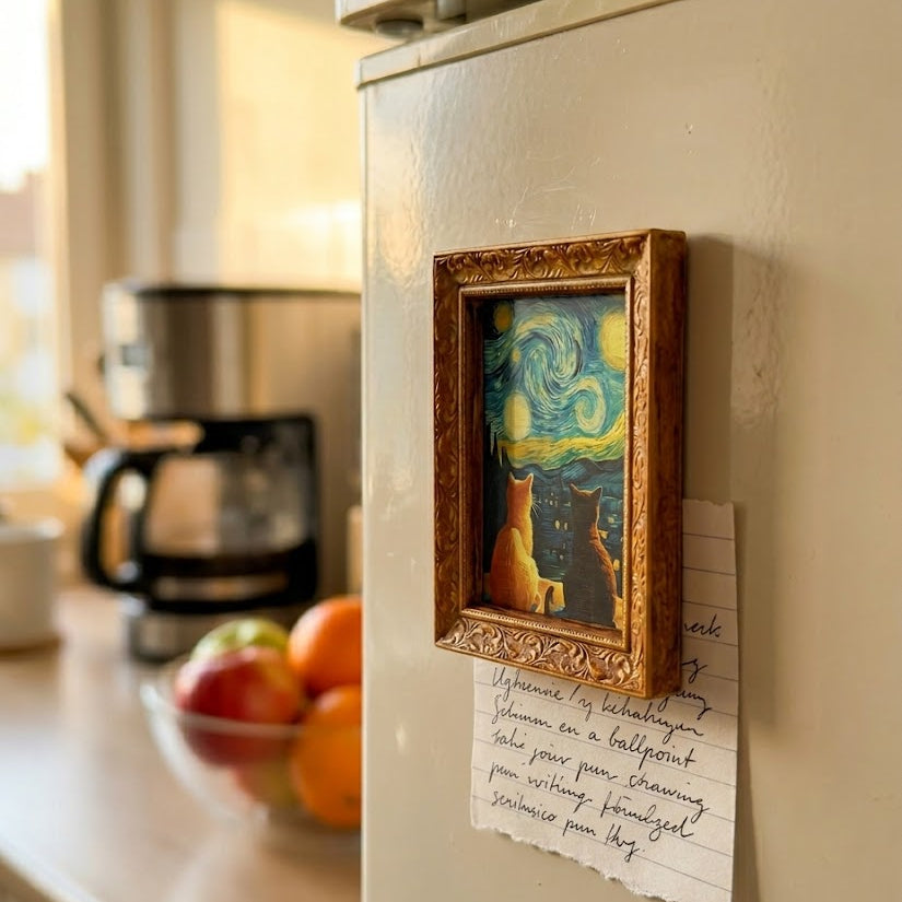 Cat on Canvas Mini Frame Fridge Magnet