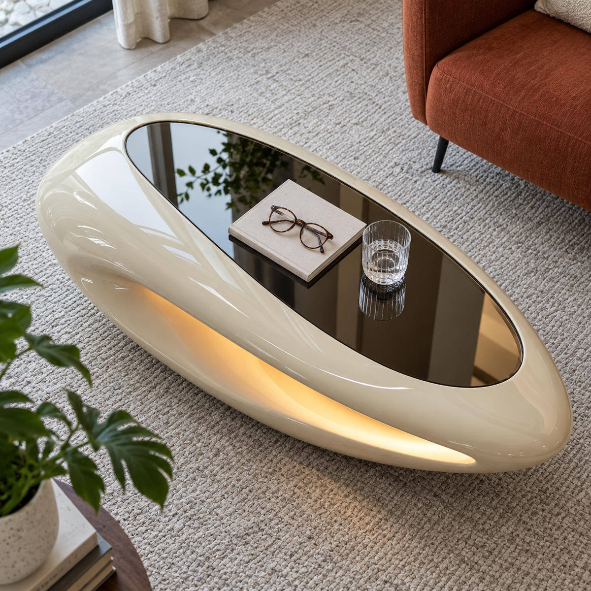 Eclipse Oval Glass Coffee Table