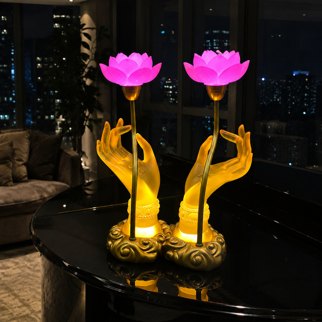 Sacred Lotus Hand Crystal Lamp
