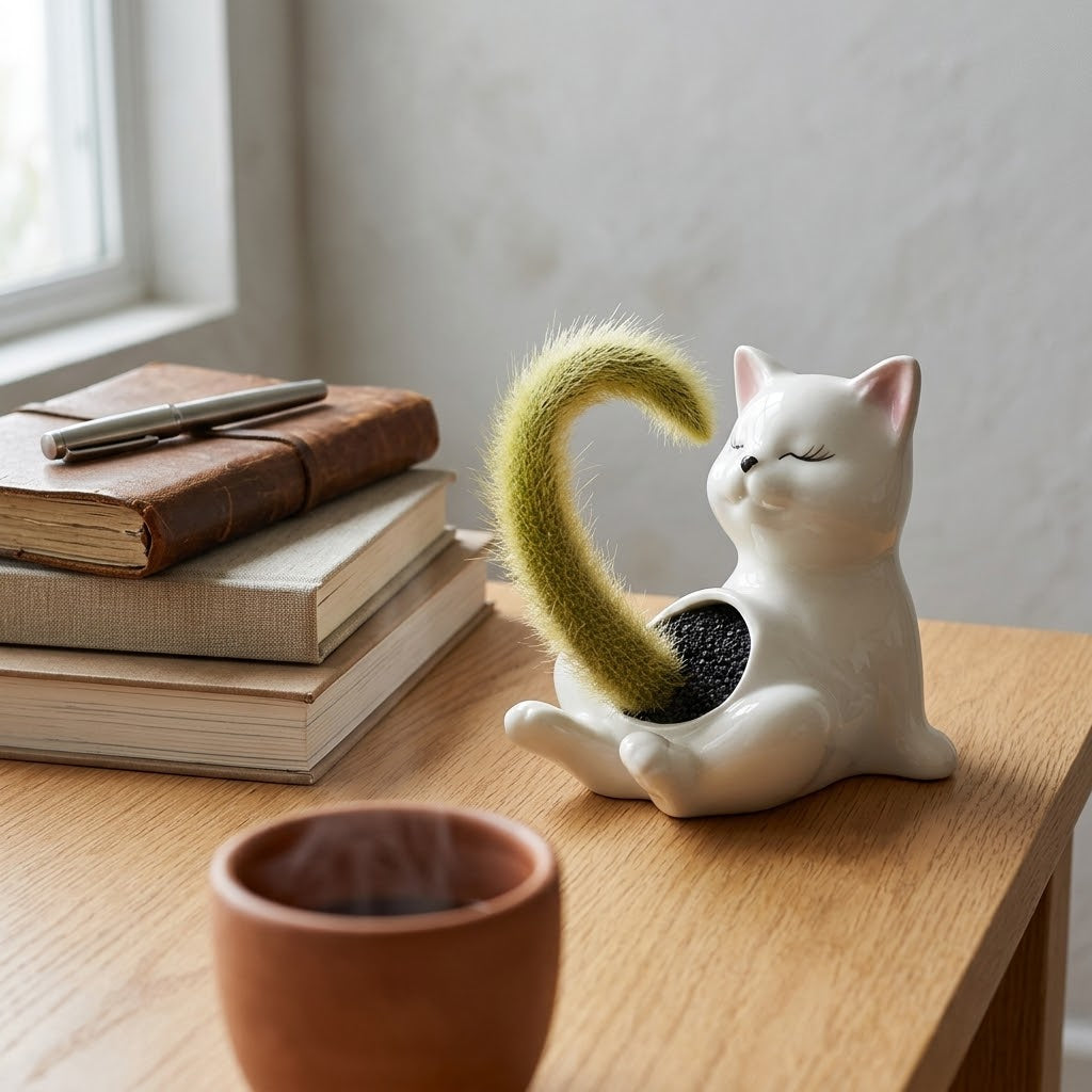 Naughty Cat Ceramic Cactus Planter