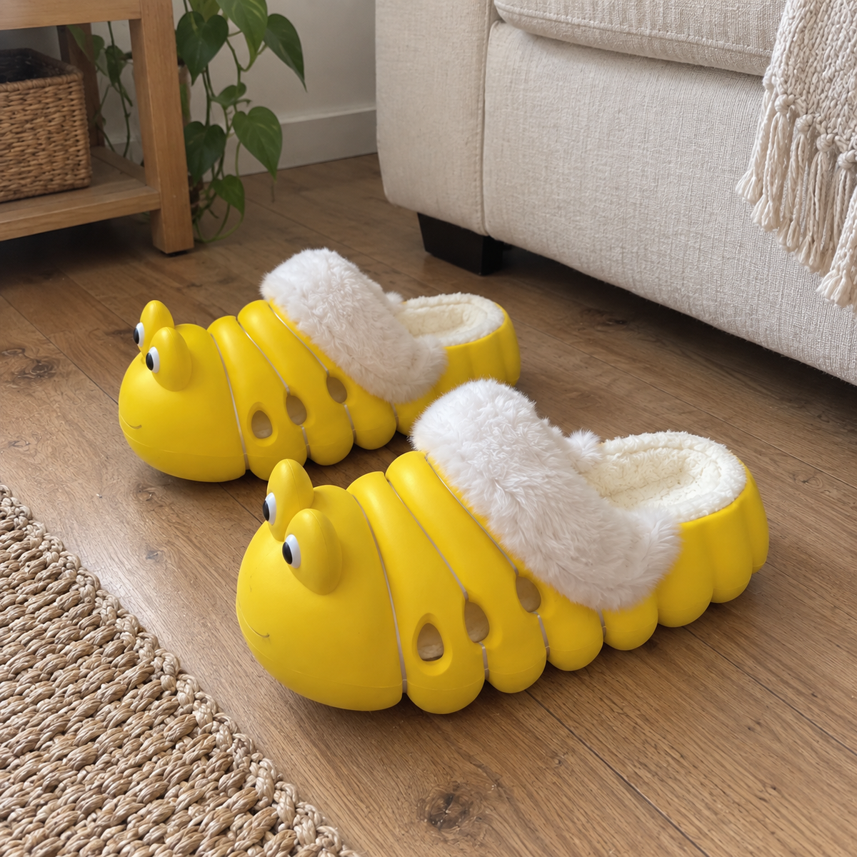 Wiggly Caterpillar Plush Slippers