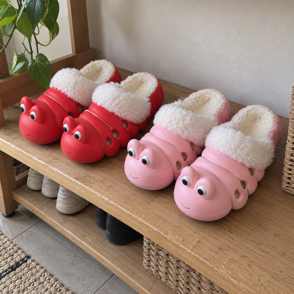 Wiggly Caterpillar Plush Slippers