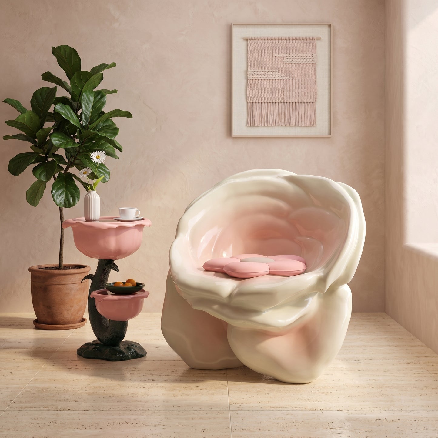 Artistic Rose Shape Accent Sculptural Chair